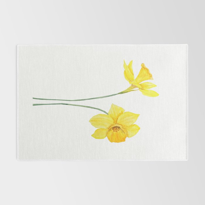 two botanical yellow daffodils watercolor Rug Gallery Image 2