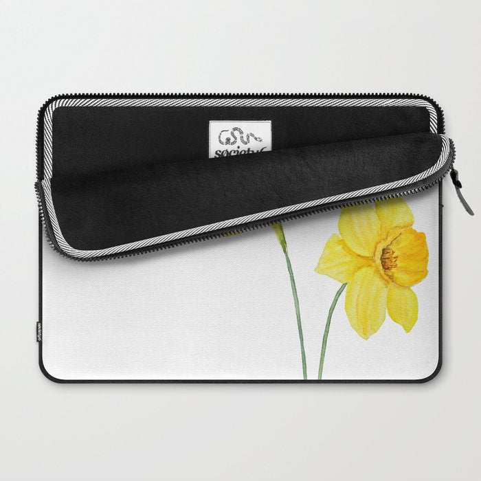 two botanical yellow daffodils watercolor Laptop Sleeve Gallery Image 2