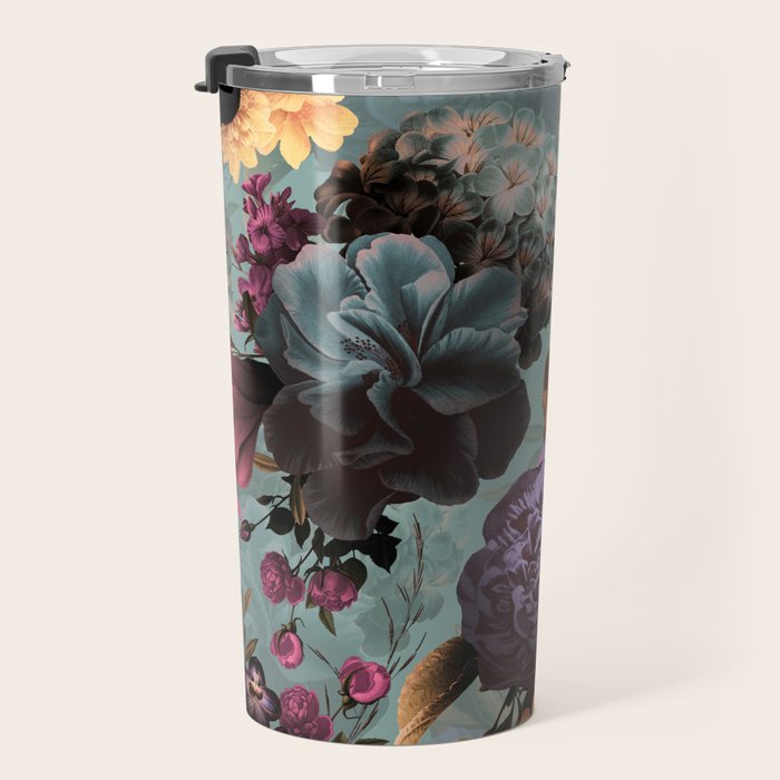 Vintage & Shabby Chic - Grey Botanical Lush Flowers Evening Garden Travel Mug Gallery Image 3