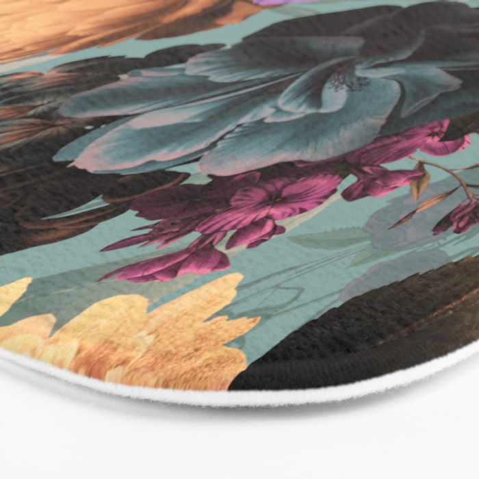 Vintage & Shabby Chic - Grey Botanical Lush Flowers Evening Garden Bath Mat Gallery Image 3