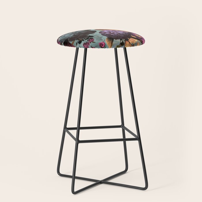 Vintage & Shabby Chic - Grey Botanical Lush Flowers Evening Garden Stool Gallery Image 1