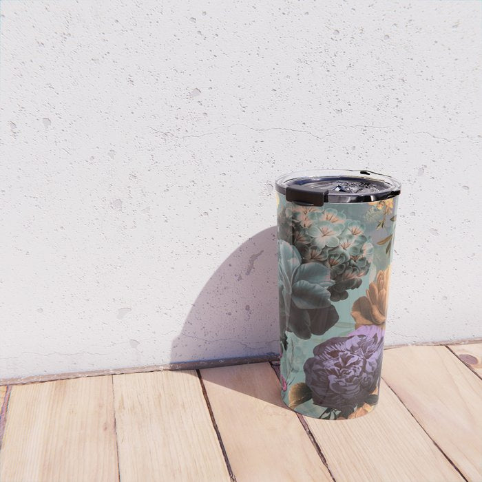 Vintage & Shabby Chic - Grey Botanical Lush Flowers Evening Garden Travel Mug Gallery Image 4