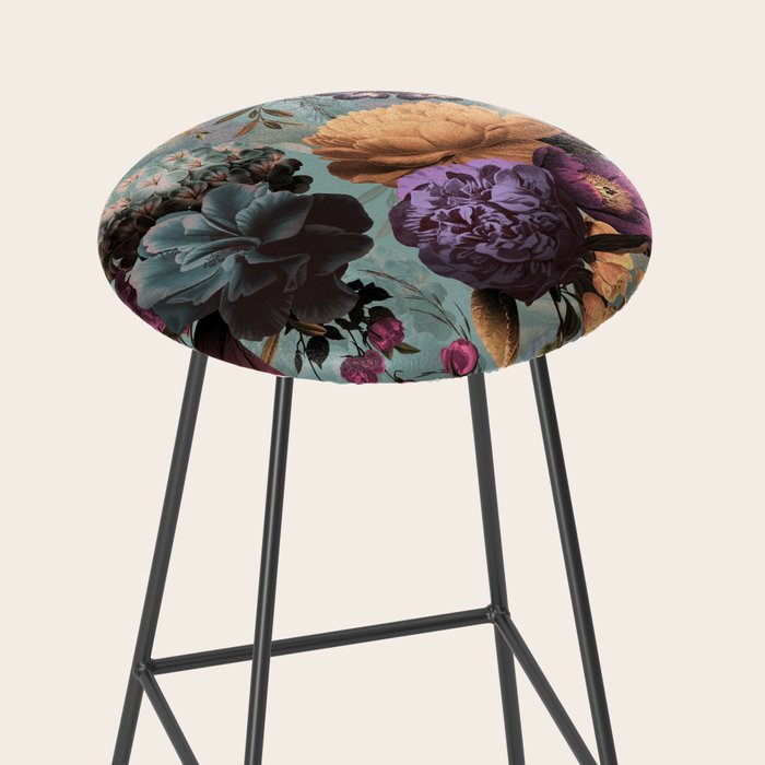 Vintage & Shabby Chic - Grey Botanical Lush Flowers Evening Garden Stool Gallery Image 2