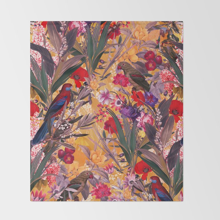 Floral and Birds XXVIII Throw Blanket Gallery Image 2