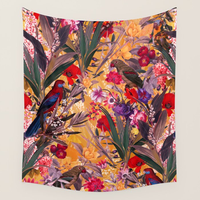 Floral and Birds XXVIII Wall Tapestry Gallery Image 1