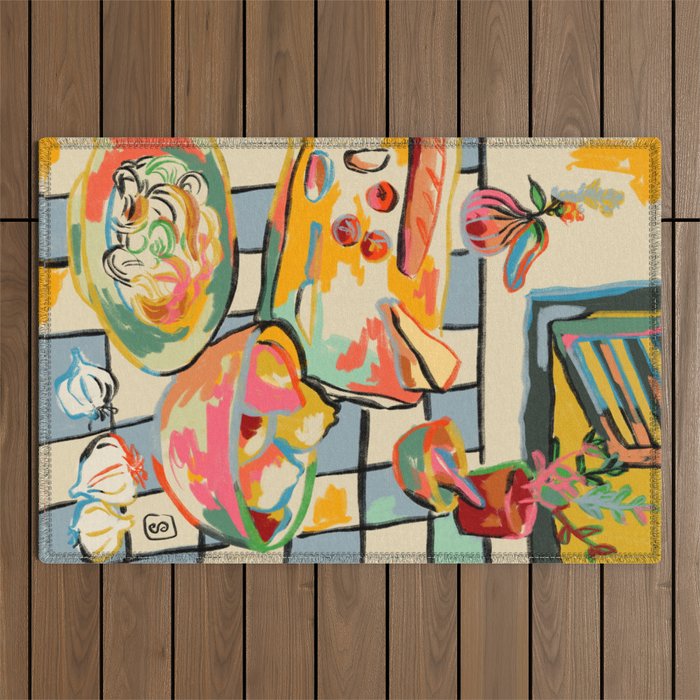 BREAD AND PASTA LOVE  Outdoor Rug Gallery Image 1