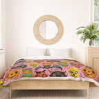 Retro Halloween in Pink - Skull Black Cat Devil Pumpkin Bat Owl Motifs Duvet Cover Gallery Image 3