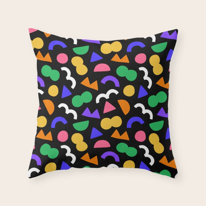 Colorful fun abstract shape art pattern Throw Pillow Gallery Image 1