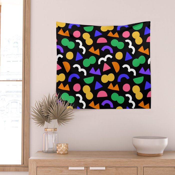 Colorful fun abstract shape art pattern Wall Tapestry Gallery Image 2