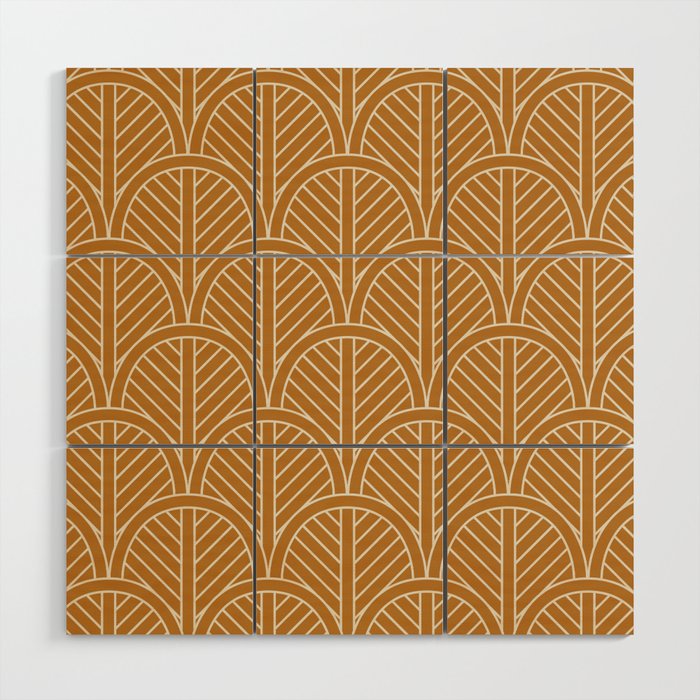 Golden Rattan Fan Pattern Wood Wall Art Gallery Image 1