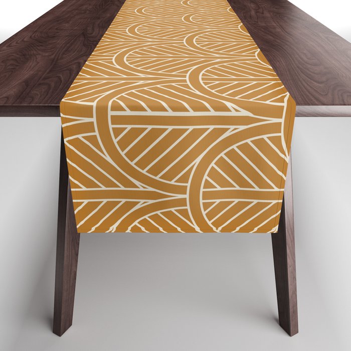 Golden Rattan Fan Pattern Table Runner Gallery Image 1