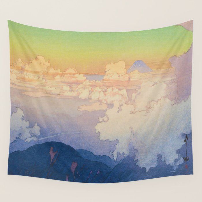 Above the Clouds (Un-Hyo) Vintage Beautiful Japanese Woodblock Print Hiroshi Yoshida Wall Tapestry Gallery Image 4