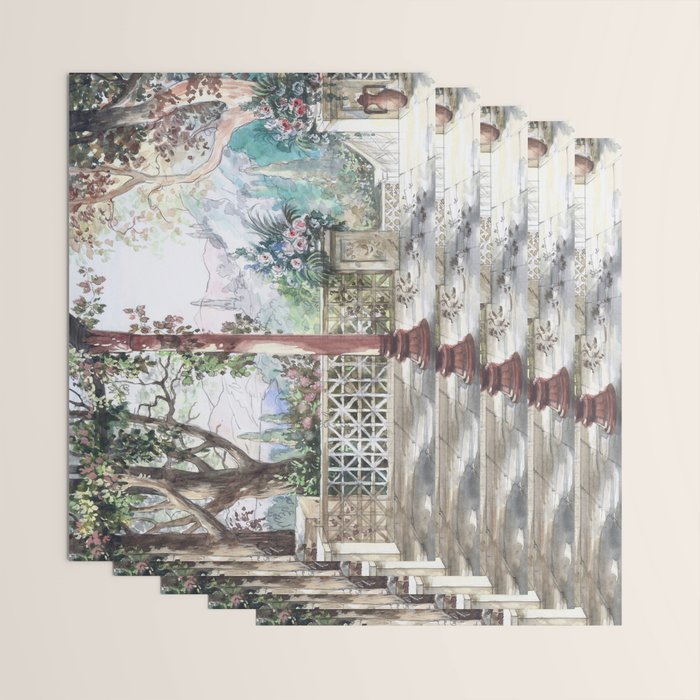 Beautiful Italian Courtyard Terrace Garden Wrapping Paper Gallery Image 3