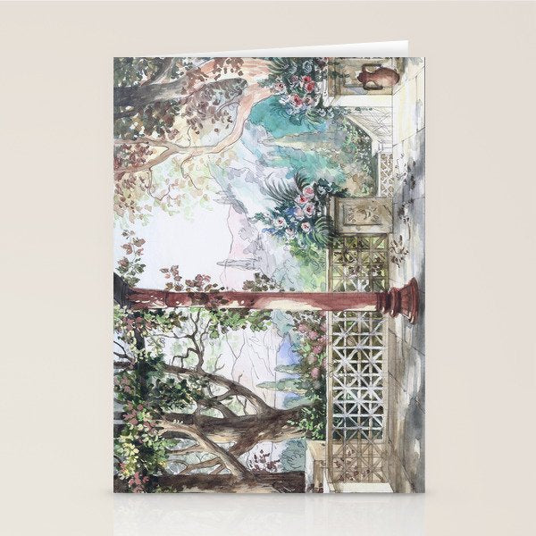 Beautiful Italian Courtyard Terrace Garden Stationery Card Gallery Image 1