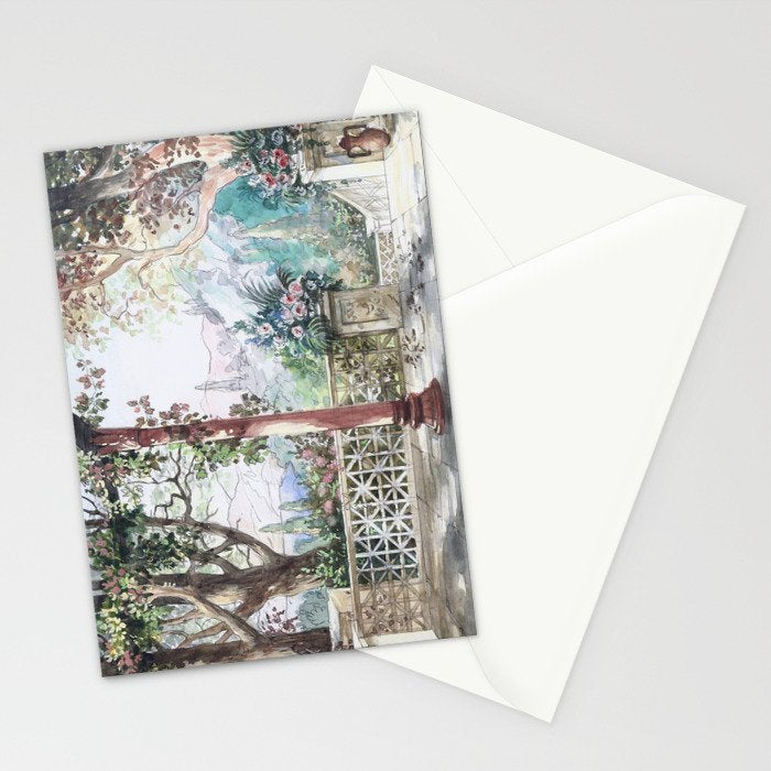 Beautiful Italian Courtyard Terrace Garden Stationery Card Gallery Image 2