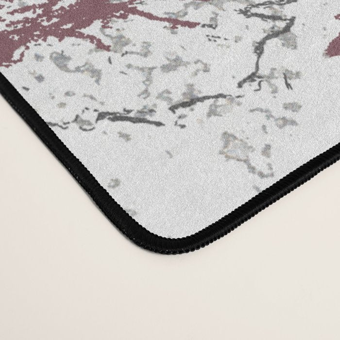 Vintage white gray burgundy floral marble Desk Mat Gallery Image 4