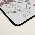 Vintage white gray burgundy floral marble Desk Mat Gallery Image 4