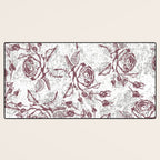 Vintage white gray burgundy floral marble Desk Mat Gallery Image 3