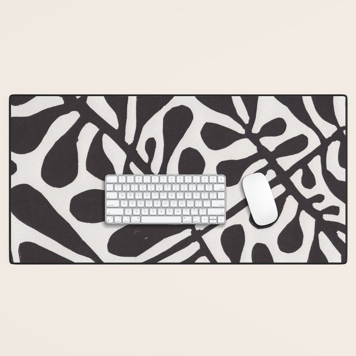 Linocut Plant #2 / Black & White Desk Mat Gallery Image 1