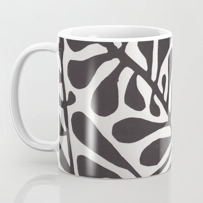 Linocut Plant #2 / Black & White Coffee Mug Gallery Image 3