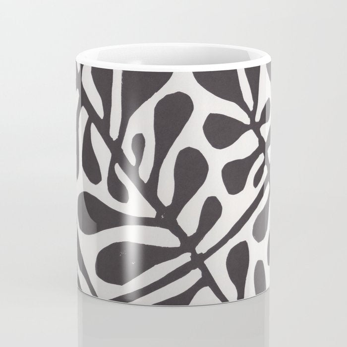 Linocut Plant #2 / Black & White Coffee Mug Gallery Image 4
