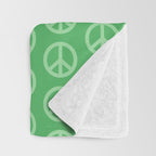 Peace Symbols - Green Throw Blanket Gallery Image 3