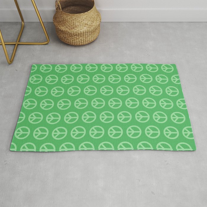 Peace Symbols - Green Rug Gallery Image 1
