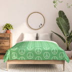 Peace Symbols - Green Comforter Gallery Image 3