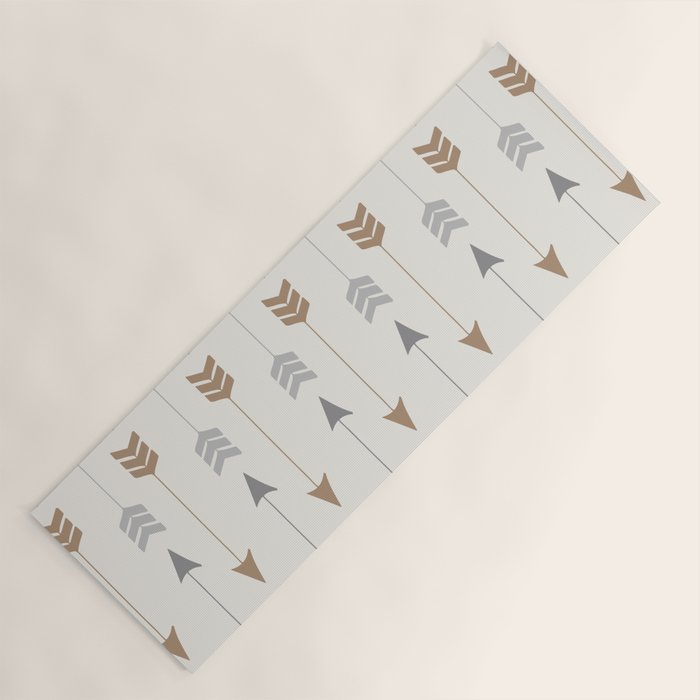 Tribal Arrows Pattern - Cream, Brown and Grey Yoga Mat Gallery Image 1