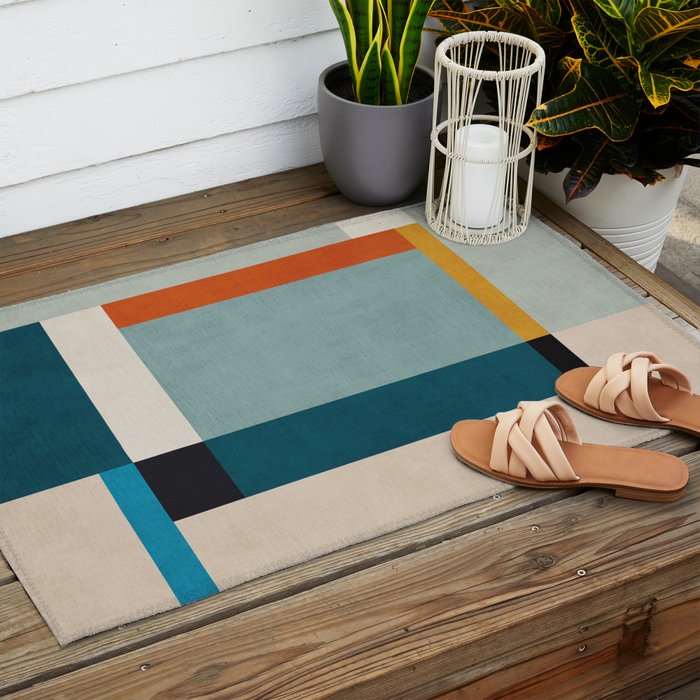 Geometric Minimalist Modern Artwork II Outdoor Rug Gallery Image 2