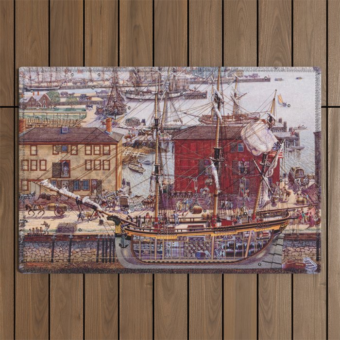 Salem Massachusetts Wharves Diagram Outdoor Rug Gallery Image 1