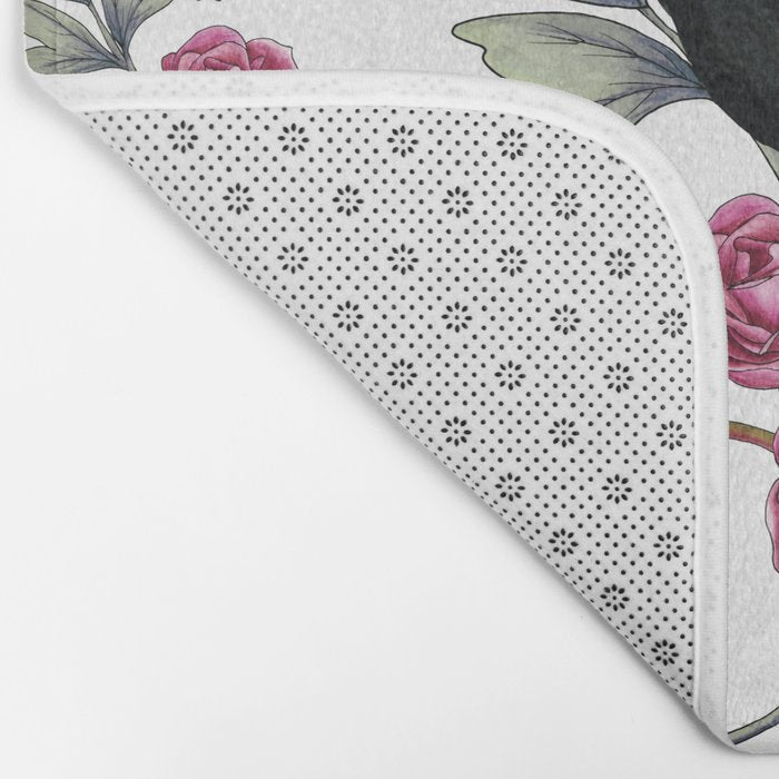 Crows, Bleeding Hearts & Roses Floral/Botanical Pattern Bath Mat Gallery Image 2