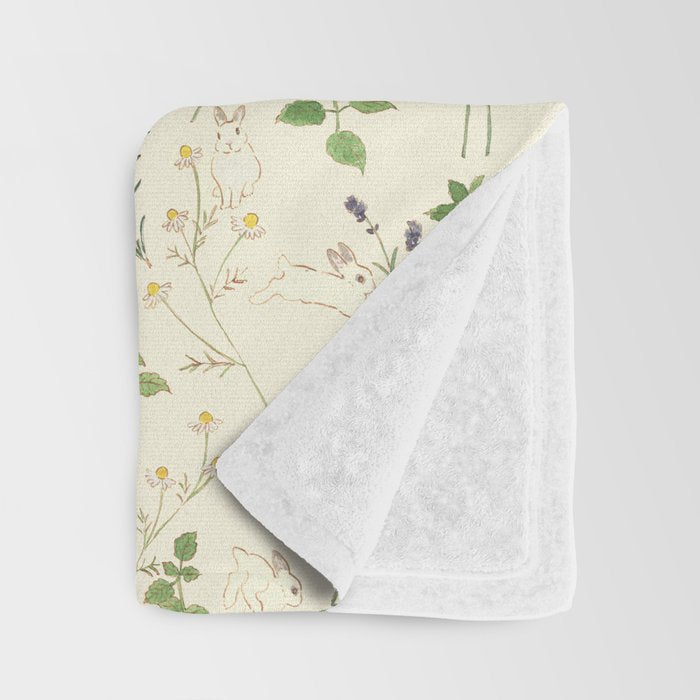 Rabbit who loves herbs Throw Blanket Gallery Image 3