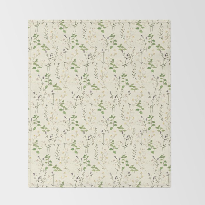 Rabbit who loves herbs Throw Blanket Gallery Image 2