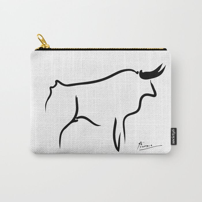 Picasso - Bull 1952 Artwork, Animals Line Sketch, Prints, Posters, Bags, Tshirts, Men, Women, Kids Carry All Pouch Gallery Image 1