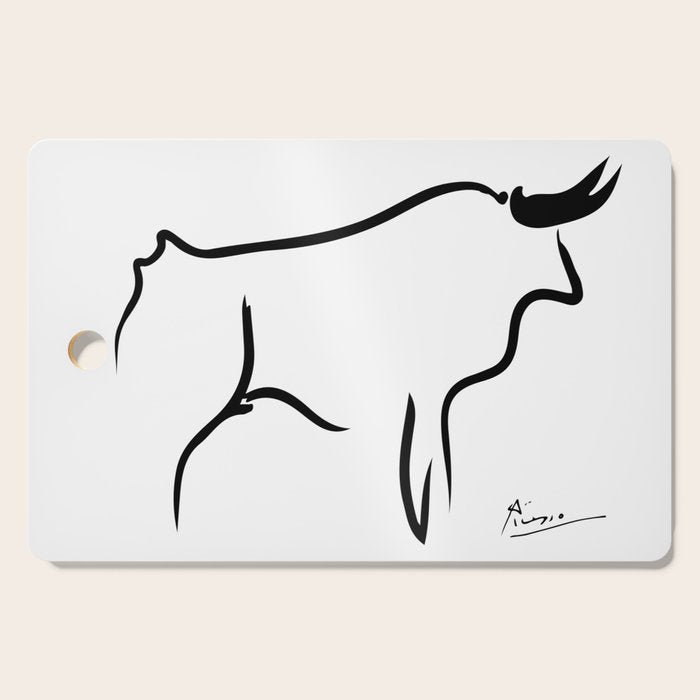 Picasso - Bull 1952 Artwork, Animals Line Sketch, Prints, Posters, Bags, Tshirts, Men, Women, Kids Cutting Board Gallery Image 1