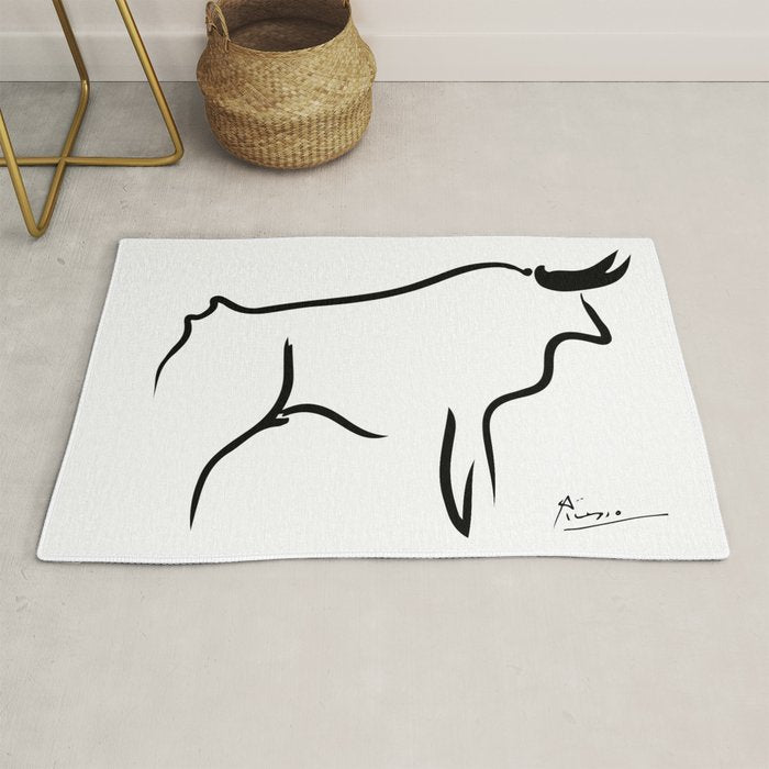 Picasso - Bull 1952 Artwork, Animals Line Sketch, Prints, Posters, Bags, Tshirts, Men, Women, Kids Rug Gallery Image 1