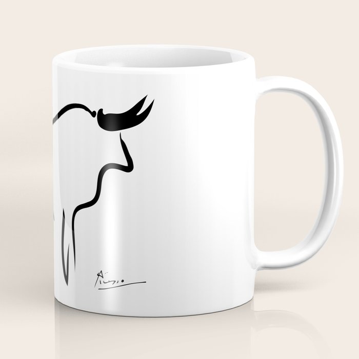 Picasso - Bull 1952 Artwork, Animals Line Sketch, Prints, Posters, Bags, Tshirts, Men, Women, Kids Coffee Mug Gallery Image 1