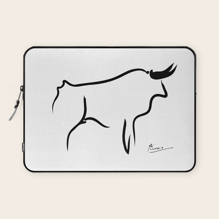Picasso - Bull 1952 Artwork, Animals Line Sketch, Prints, Posters, Bags, Tshirts, Men, Women, Kids Laptop Sleeve Gallery Image 1