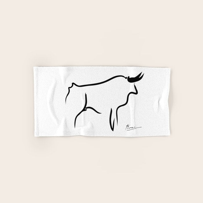 Picasso - Bull 1952 Artwork, Animals Line Sketch, Prints, Posters, Bags, Tshirts, Men, Women, Kids Bath Towel Gallery Image 1