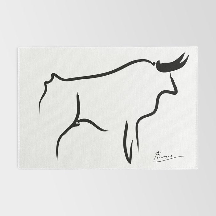 Picasso - Bull 1952 Artwork, Animals Line Sketch, Prints, Posters, Bags, Tshirts, Men, Women, Kids Rug Gallery Image 2