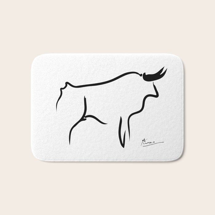 Picasso - Bull 1952 Artwork, Animals Line Sketch, Prints, Posters, Bags, Tshirts, Men, Women, Kids Bath Mat Gallery Image 1