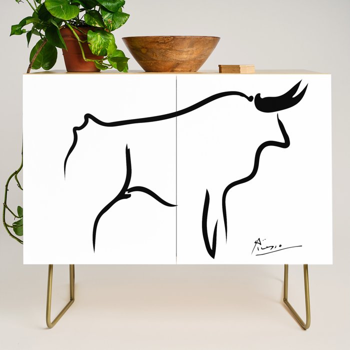 Picasso - Bull 1952 Artwork, Animals Line Sketch, Prints, Posters, Bags, Tshirts, Men, Women, Kids Credenza Gallery Image 1