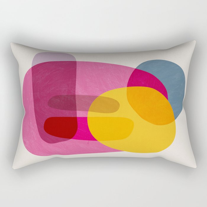 Abstract Colorful Shapes Pink Yellow Rectangular Pillow Gallery Image 1