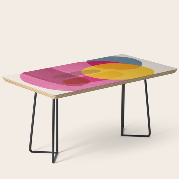 Abstract Colorful Shapes Pink Yellow Coffee Table Gallery Image 1