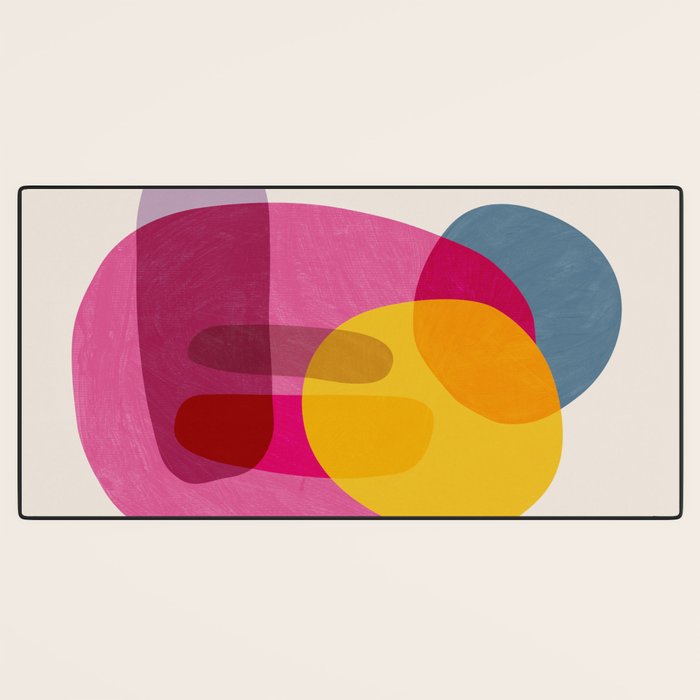 Abstract Colorful Shapes Pink Yellow Desk Mat Gallery Image 3