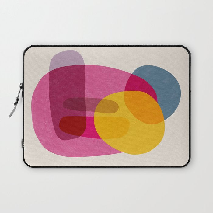 Abstract Colorful Shapes Pink Yellow Laptop Sleeve Gallery Image 1