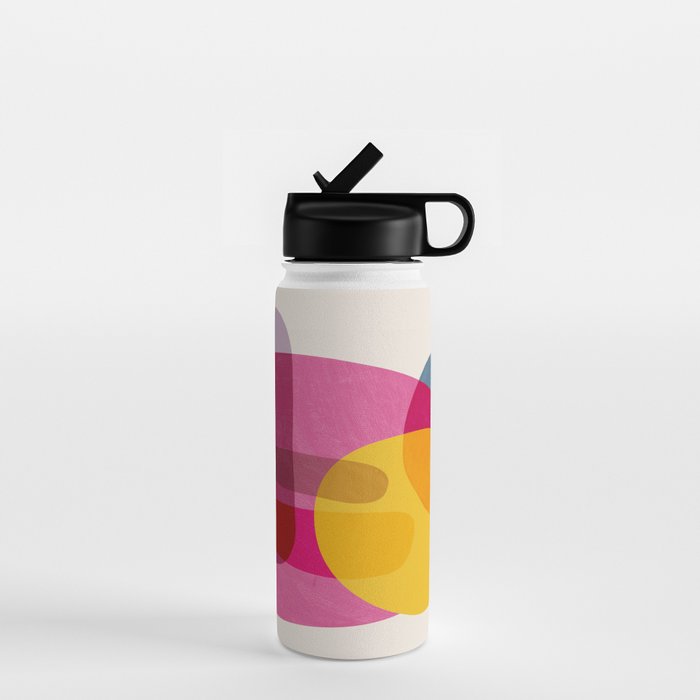Abstract Colorful Shapes Pink Yellow Water Bottle Gallery Image 1