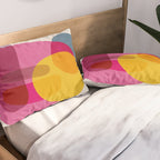 Abstract Colorful Shapes Pink Yellow Pillow Sham Gallery Image 2