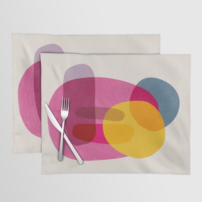 Abstract Colorful Shapes Pink Yellow Placemat Gallery Image 1